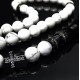 Rosary beads made of natural stone Cacholong-Pearl Agate