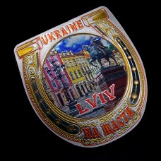 Fridge magnet in the shape of a horseshoe Lviv