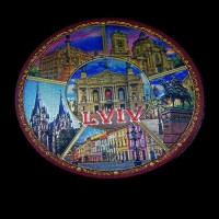 Round refrigerator magnet Lviv