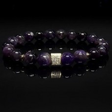 Men's bracelet made of natural amethyst stone