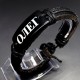 Named men's leather bracelet * OLEG * color black genuine leather, universal size from 18-21cm