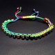 Braided nylon cord bracelet with rhinestones, size: 16 cm+ with regulation.