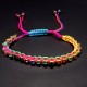 Braided nylon cord bracelet with rhinestones, size:16 cm+ with regulation.