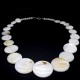 Beads made of natural mother-of-pearl, necklace made of circles of different sizes. Color white, beads length 49cm