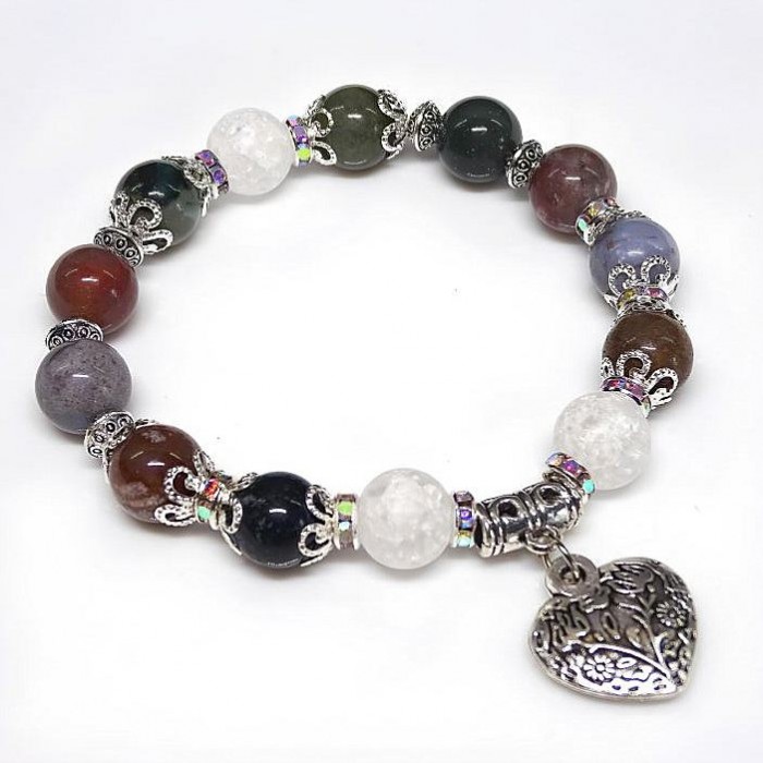 Bracelet made of natural stone *Jasper* on an elastic band, diameter: 10 mm, length 20 cm