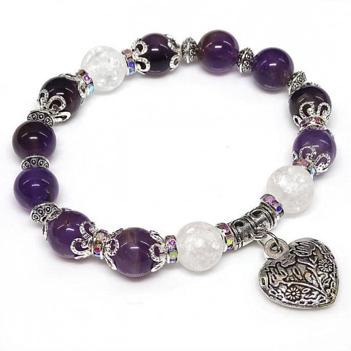 Natural stone bracelet *Amethyst* with elastic, diameter: 10mm, girth: 19cm