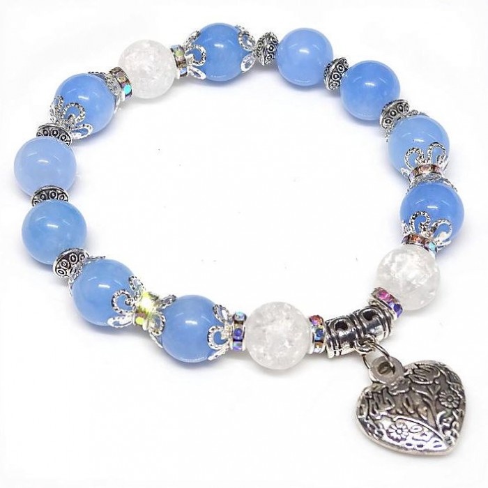 Natural stone bracelet *Blue Agate* with elastic band, diameter: 10mm, girth: 20cm