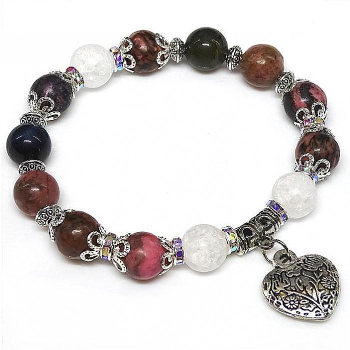 Bracelet made of natural stone *Rhodonite* with an elastic band, diameter: 10mm, girth: 18.5cm