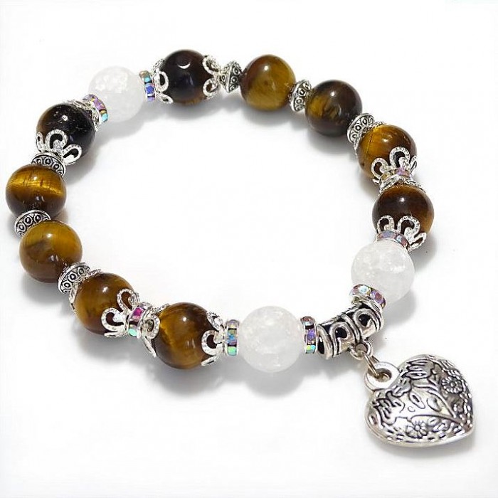 Bracelet made of natural stone *Tiger eye* with elastic band, diameter: 10mm, length 19 cm