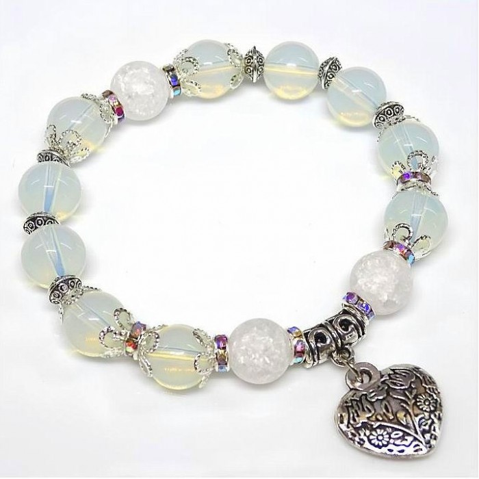 Bracelet made of natural stone *Moonstone* on an elastic band, diameter: 10 mm, length 20 cm