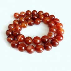 Natural stone beads *Carnelian* smooth ball, diameter 10mm, length 38cm