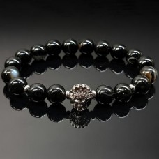 Men's bracelet made of natural stone Black agate