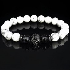 Чоловічий браслет із натурального каменю Кахолонг