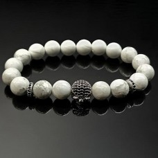 Men's bracelet made of natural stone Cacholong