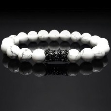 Чоловічий браслет із натурального каменю Кахолонг