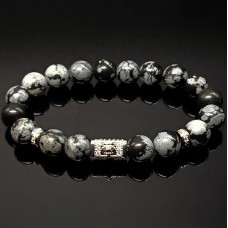 Men's bracelet made of natural stone Obsidian