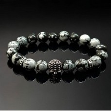 Men's bracelet made of natural stone Obsidian