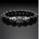 Men's bracelet made of natural black agate and obsidian stones