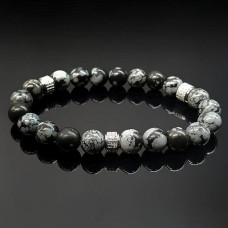 Men's bracelet made of natural stone Obsidian