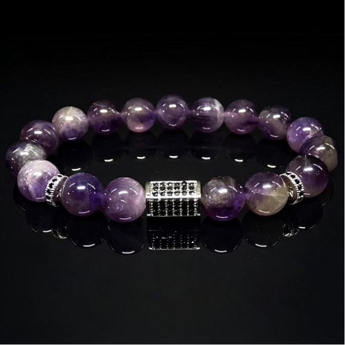 Чоловічий браслет із натурального каменю Аметист