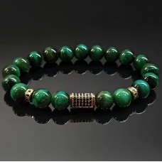 Men's bracelet made of natural stone tiger eye green