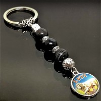 Keychain Talisman amulet made of natural stone Black agate