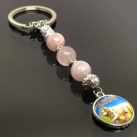 Keychain Talisman amulet made of natural stone Rose quartz