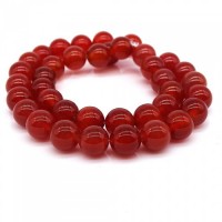 Natural stone beads *Carnelian* smooth ball, diameter 10mm, length 38cm