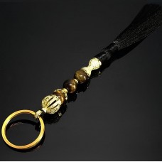 Tiger's eye rosary keychain