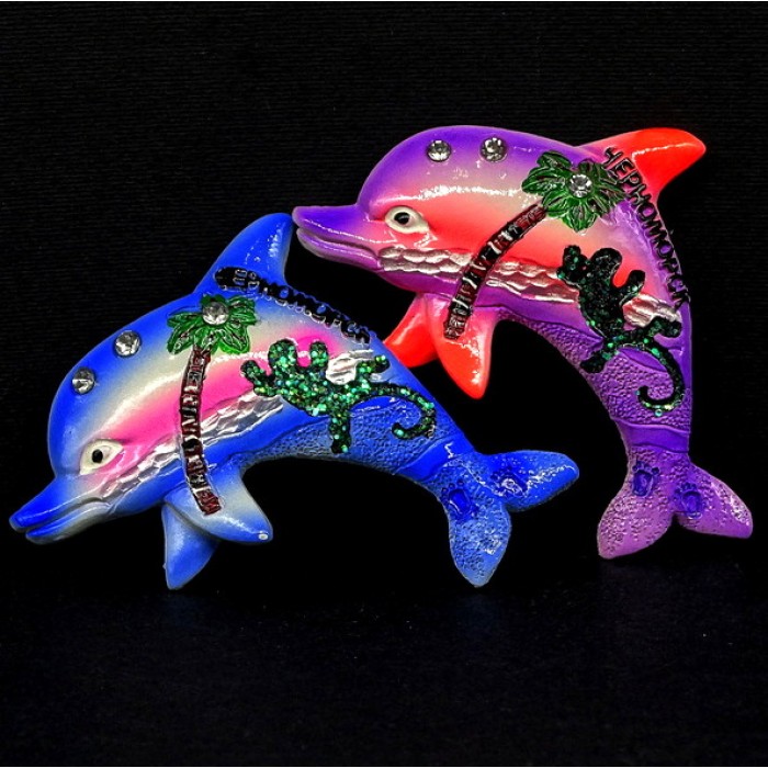Chernomorsk refrigerator magnet in the form of a Dolphin