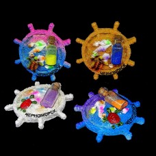 Chernomorsk refrigerator magnet in the form of a Marine Steering Wheel