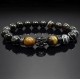 Men's bracelet made of natural stone black agate and tiger's eye