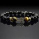 Men's bracelet made of natural stone black agate and tiger's eye