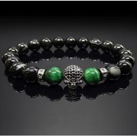 Мужской браслет из натурального камня черный агат и тигровый глаз 