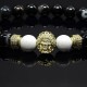 Men's bracelet made of natural black agate and cacholong stones