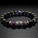 Мужской браслет из натурального камня черный агат и аметист