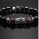 Мужской браслет из натурального камня черный агат и аметист
