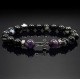 Men's bracelet made of natural black agate and amethyst stones