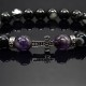 Men's bracelet made of natural black agate and amethyst stones