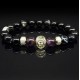 Men's bracelet made of natural black agate and amethyst stones
