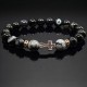 Чоловічий браслет із натурального каменю чорний агат та обсидіан