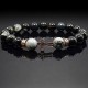 Чоловічий браслет із натурального каменю чорний агат та обсидіан