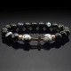 Чоловічий браслет із натурального каменю чорний агат та обсидіан