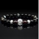 Men's bracelet made of natural black agate and garnet stones