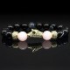 Браслет из натурального камня агат черный и розовый кварц