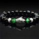 Браслет из натурального камня агат черный и зеленый тигровый глаз