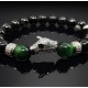 Браслет из натурального камня агат черный и зеленый тигровый глаз