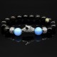Браслет из натурального камня агат черный и голубой агат