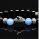 Браслет из натурального камня агат черный и голубой агат