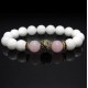 Браслет из натурального камня нефрит белый и розовый кварц